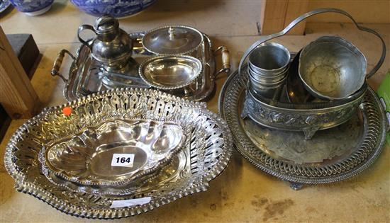 800 silver dish & various plate